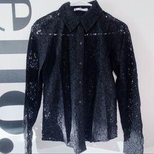NWT Mango Black Lace Shirt Size 4